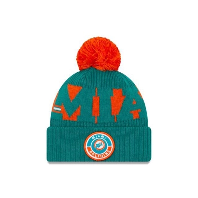 Sapca New Era Miami Dolphins NFL Historic Cold Weather Sport Knit Beanie - Albastri